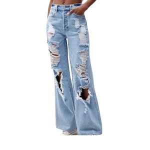 PacSun Distressed Ripped High Waisted Baggy 90’s Style Jeans